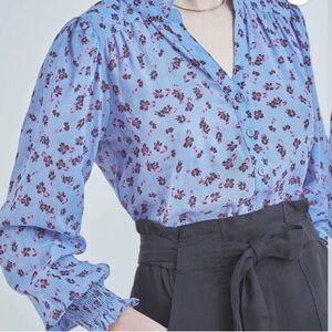 Parker Sophie Blouse Cotton Floral Button Down Shirt S